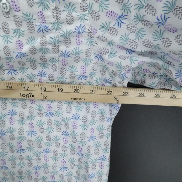 Tommy Bahama Shirt Mens Large White Purple Pineapple Print Short Sleeve Resort - Picture 14 of 16